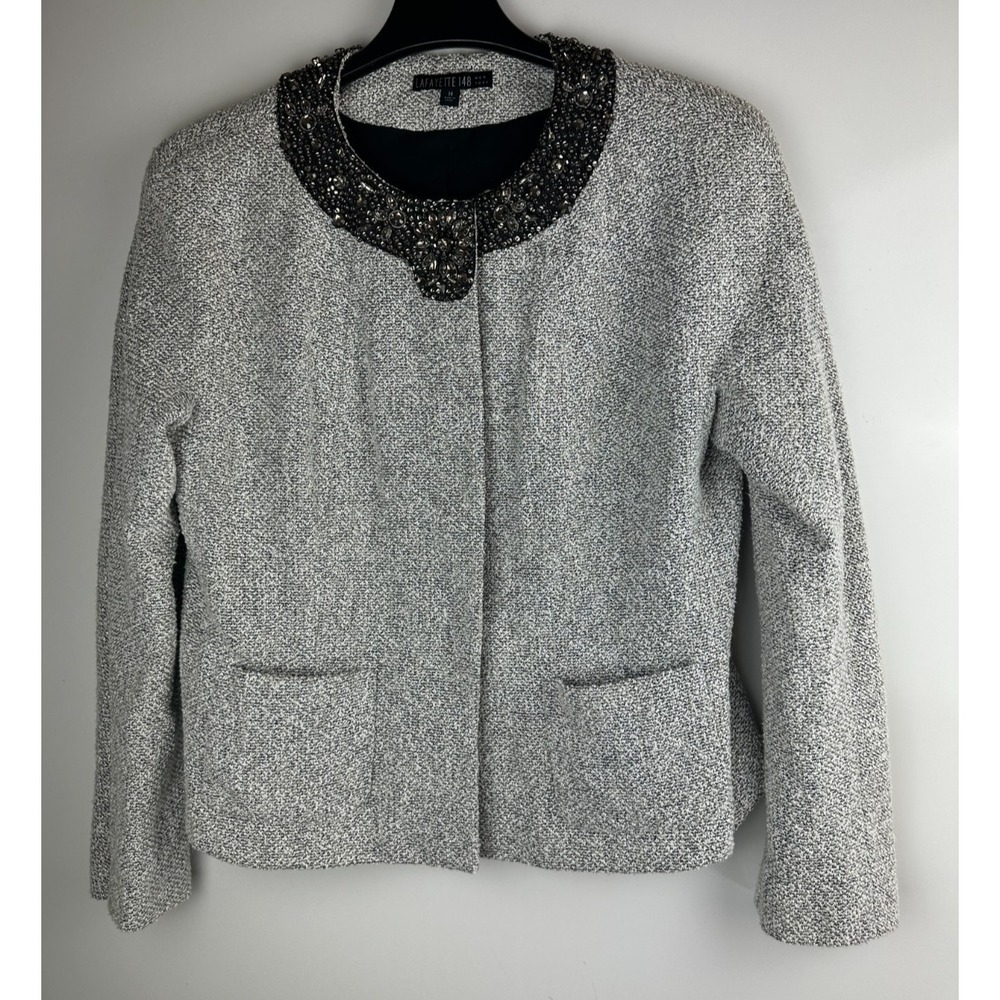 Lafayette 148 Set Embellished Boucle Snap Jacket & Skirt Tweed Sizes 12 & 14 - Picture 4 of 16